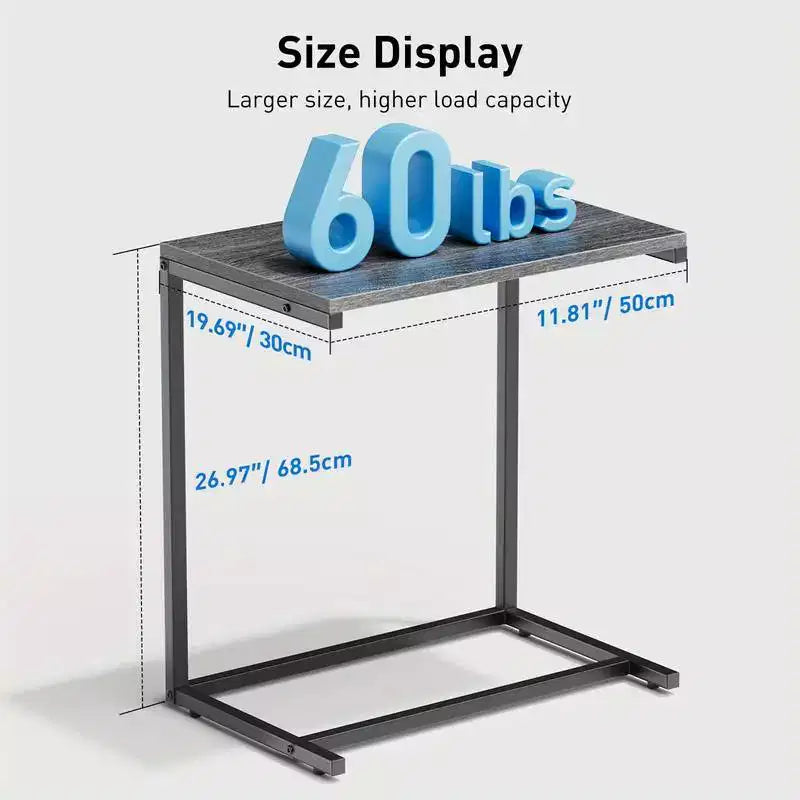 C-shaped End Side Coffee Tray Sofa Table Laptop TV Snack Stand, Metal Frame, Suitable for coffee tables, sofas, living rooms, bedrooms