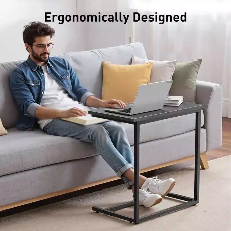 C-shaped End Side Coffee Tray Sofa Table Laptop TV Snack Stand, Metal Frame, Suitable for coffee tables, sofas, living rooms, bedrooms
