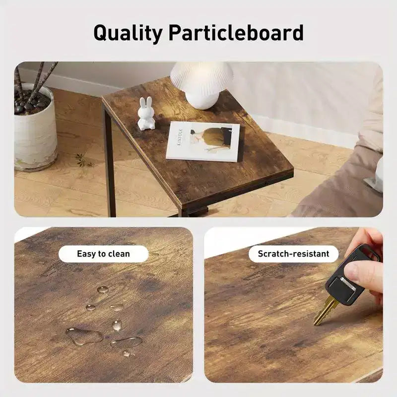 C-shaped End Side Coffee Tray Sofa Table Laptop TV Snack Stand, Metal Frame, Suitable for coffee tables, sofas, living rooms, bedrooms