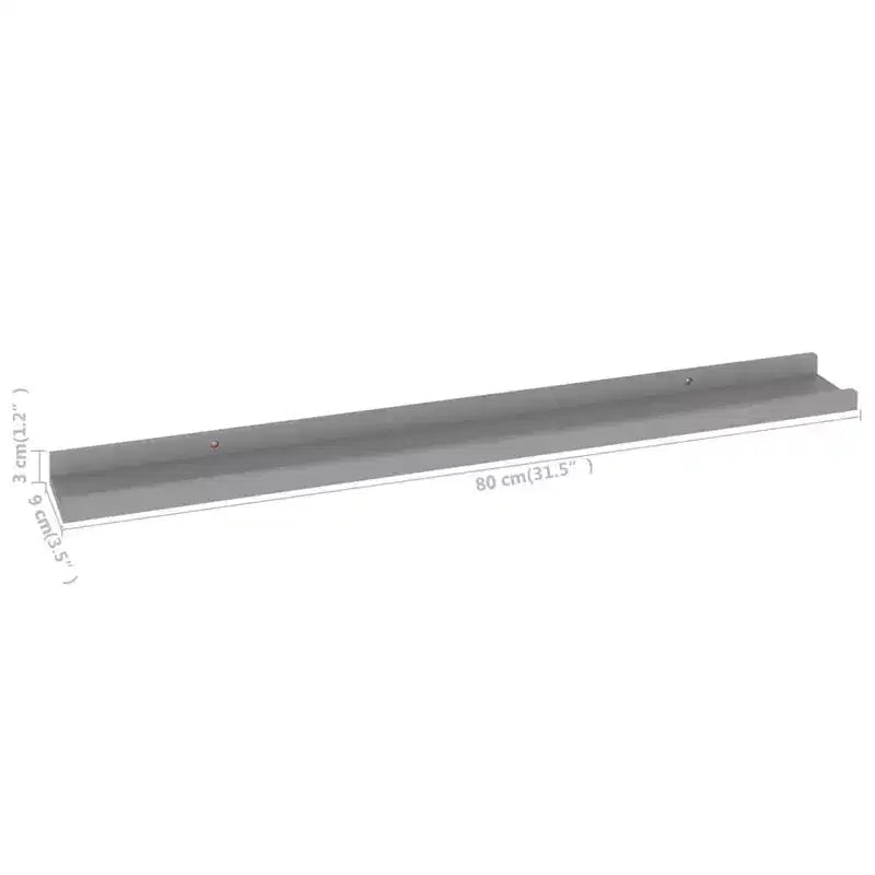 Wall Shelf Set of 4 Gray MDF 31.5x3.5x1.2 in Wall mounting