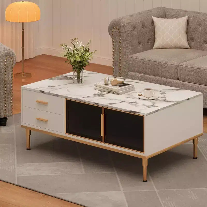 Modern Fluted Coffee Table,Coffee Table for Living Room,Small Fluted Cocktail Tabl