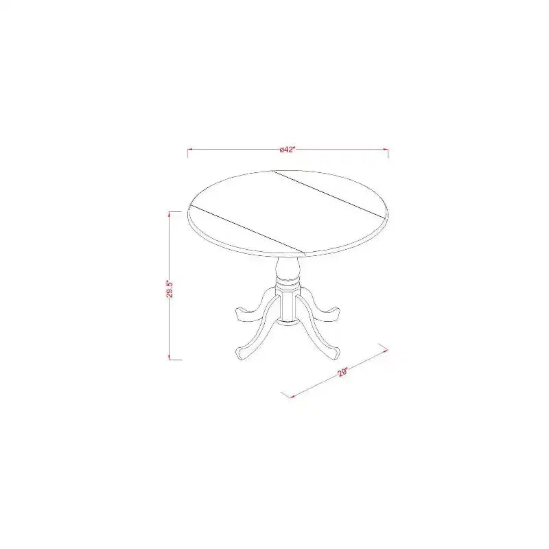 3-Piece Mahogany Finish Solid Wood Top - Round Dining Room Set - Seats 4