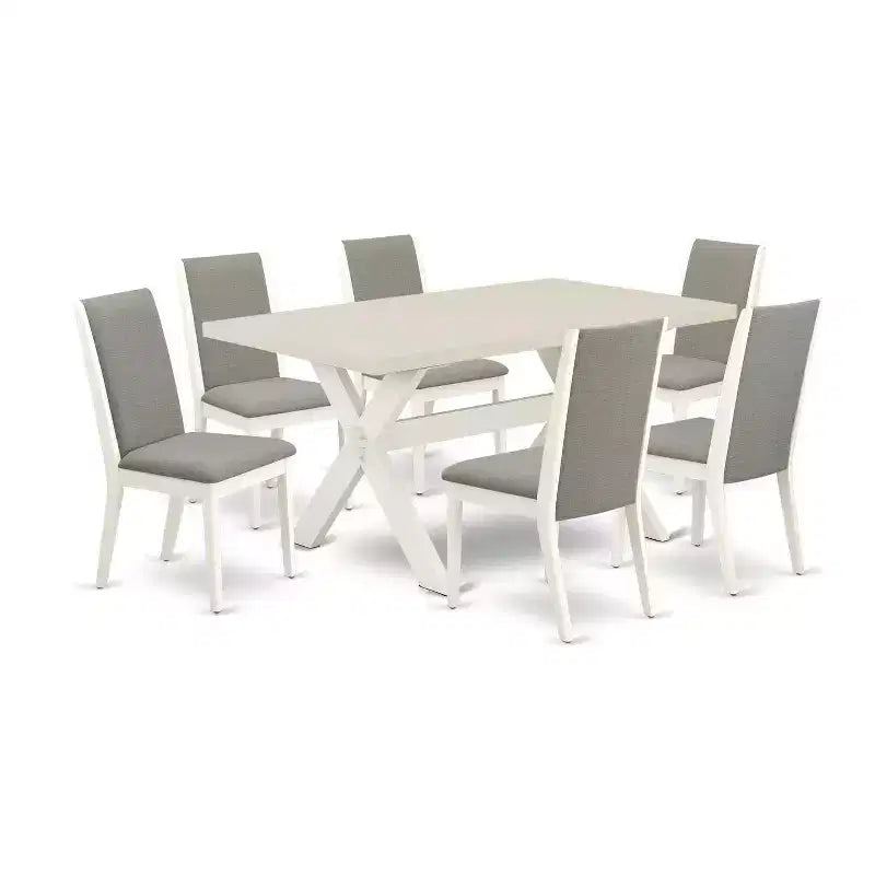 HomeStock 7-Piece Natural Oak Finish Solid Wood Top Dining Table with 6-Chairs
