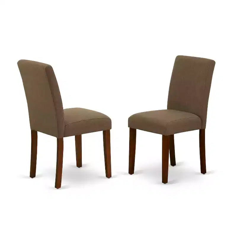 Kitchen Table Set 3pc Rectangle Dining Table W/Leaf & 2 Parsons Chairs - Rustic Linen Fabric