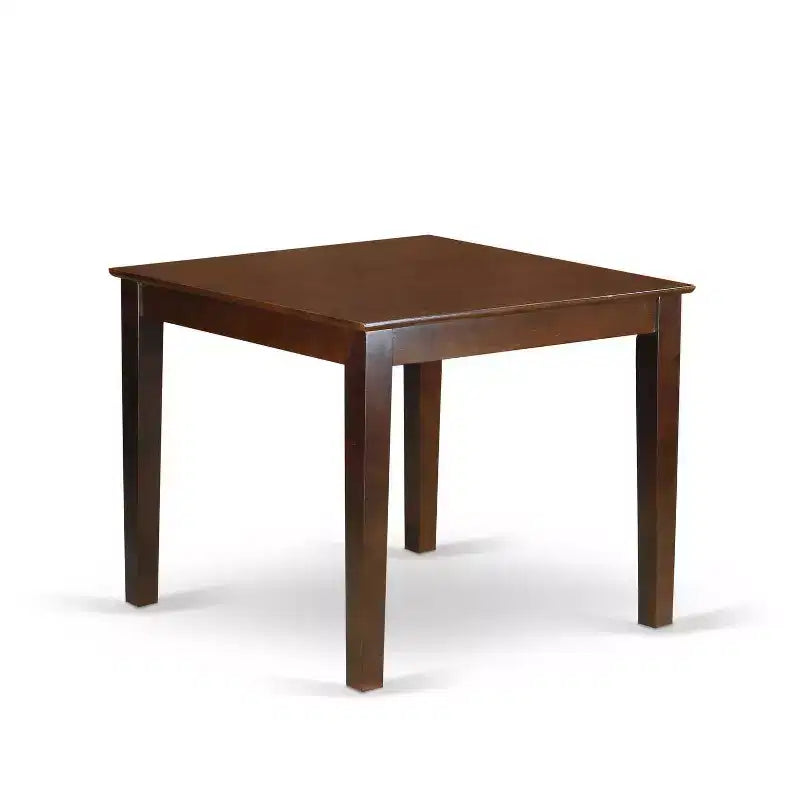 Rustic Dining Set 3Pc Square Table & 2 Parsons Chairs - Mahogany Legs, Brown Faux Leather