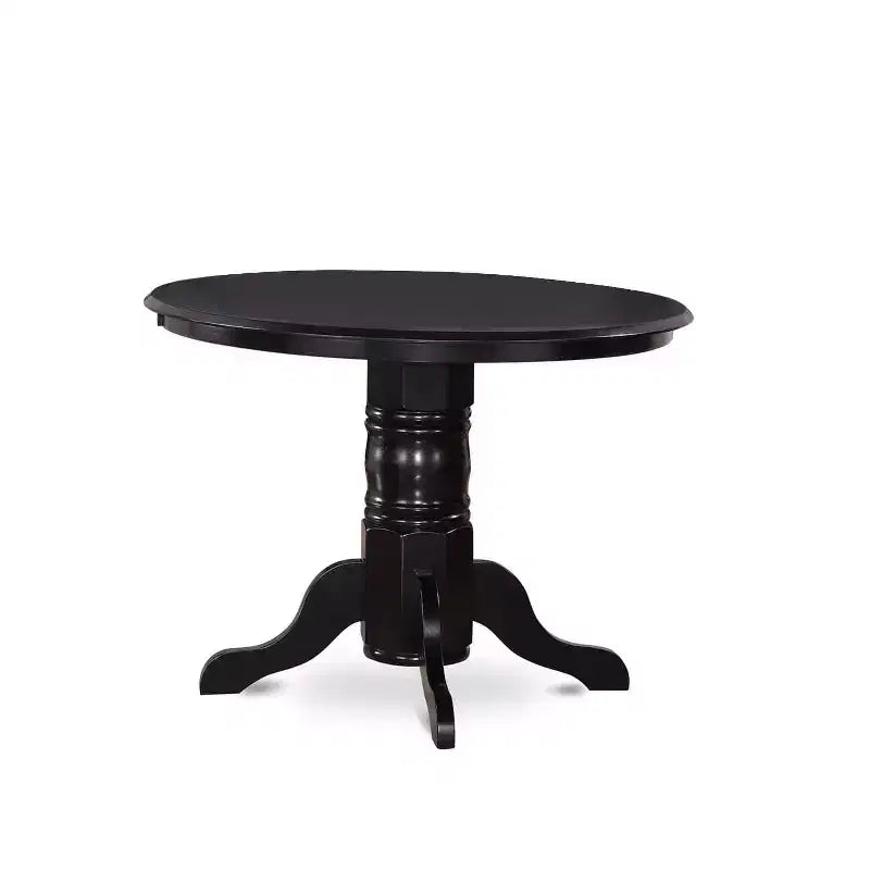 HomeStock 3-Pc Black Finish Solid Wood Top - Round Dining Room Set - Seats 4