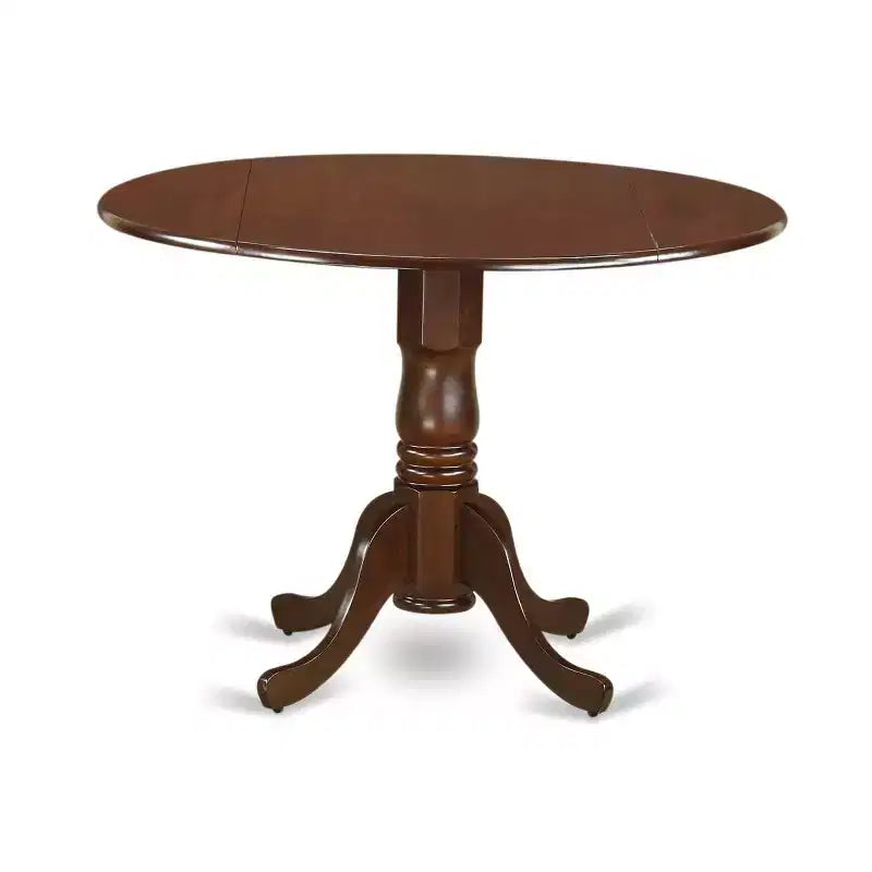 HomeStock 3-Piece Round Mahogany Finish Solid Wood Top Dining Table with 2 Parson Chairs with Drop Leaf
