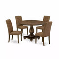 HomeStock 5-Piece Distressed Jacobean Finish Solid Wood Top Dining table with 4 Chairs