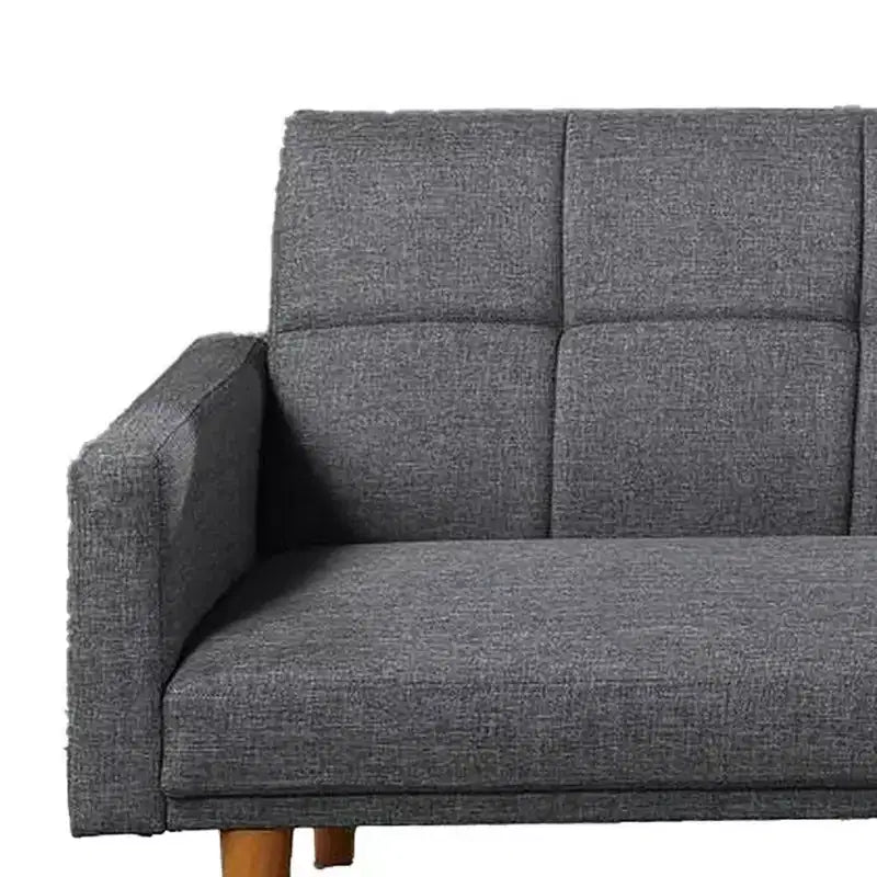 Royal Hampton Fabric Adjustable Sofa with Square Tufted Back, Light Gray