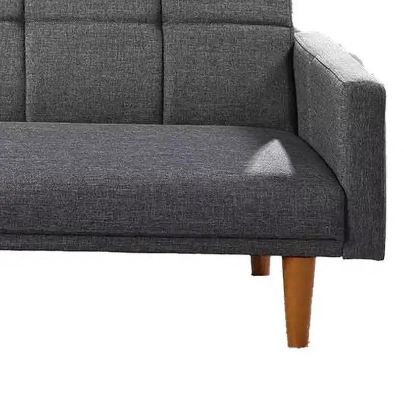 Royal Hampton Fabric Adjustable Sofa with Square Tufted Back, Light Gray