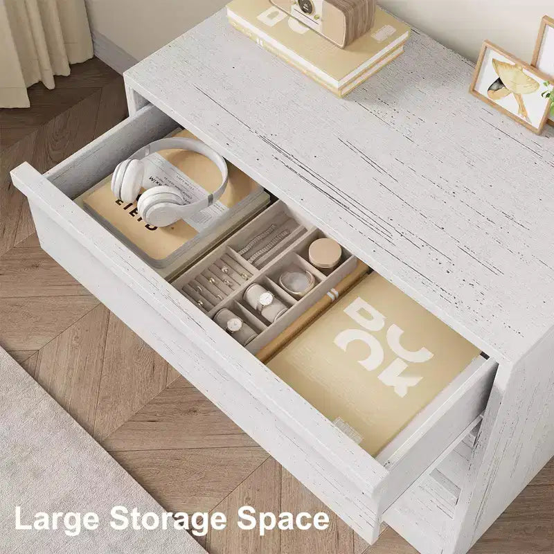4 Drawer Dresser for Bedroom, Nightstand 4 Chest of Drawers with Large Storage, Small Modern Dresser Organizer Bedside Table for Living Room