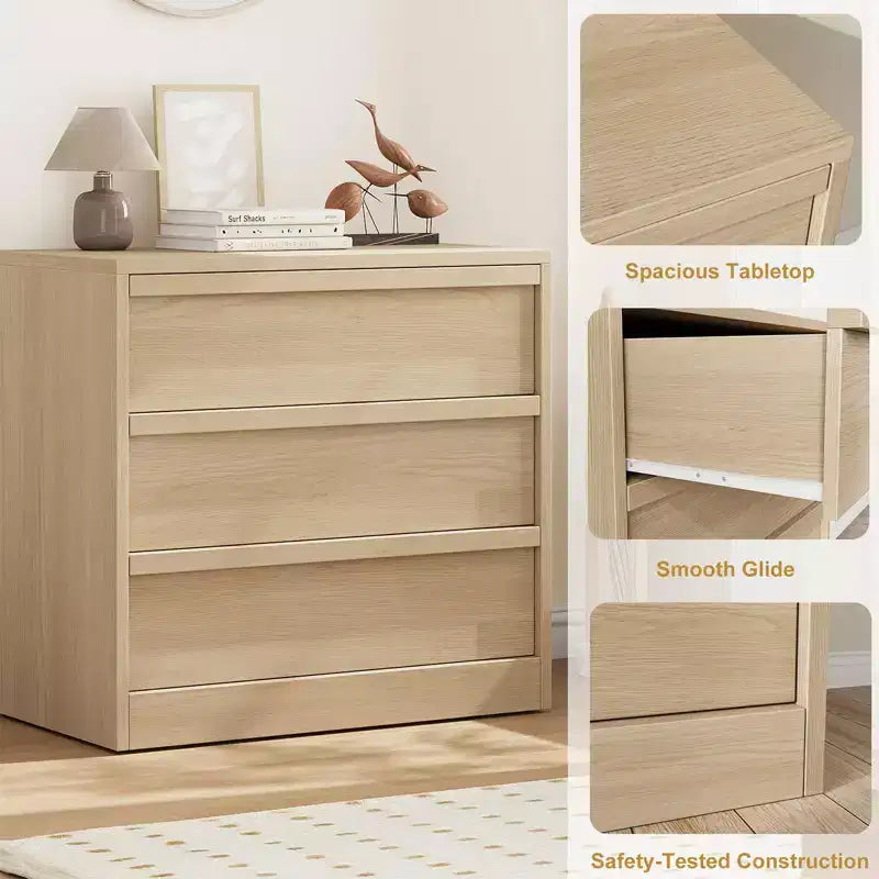 4 Drawer Dresser for Bedroom, Nightstand 4 Chest of Drawers with Large Storage, Small Modern Dresser Organizer Bedside Table for Living Room