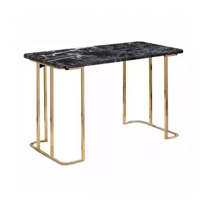 Royal Hampton 47 Inch Desk, USB Power Outlet, Gold Metal Legs, Black Faux Marble