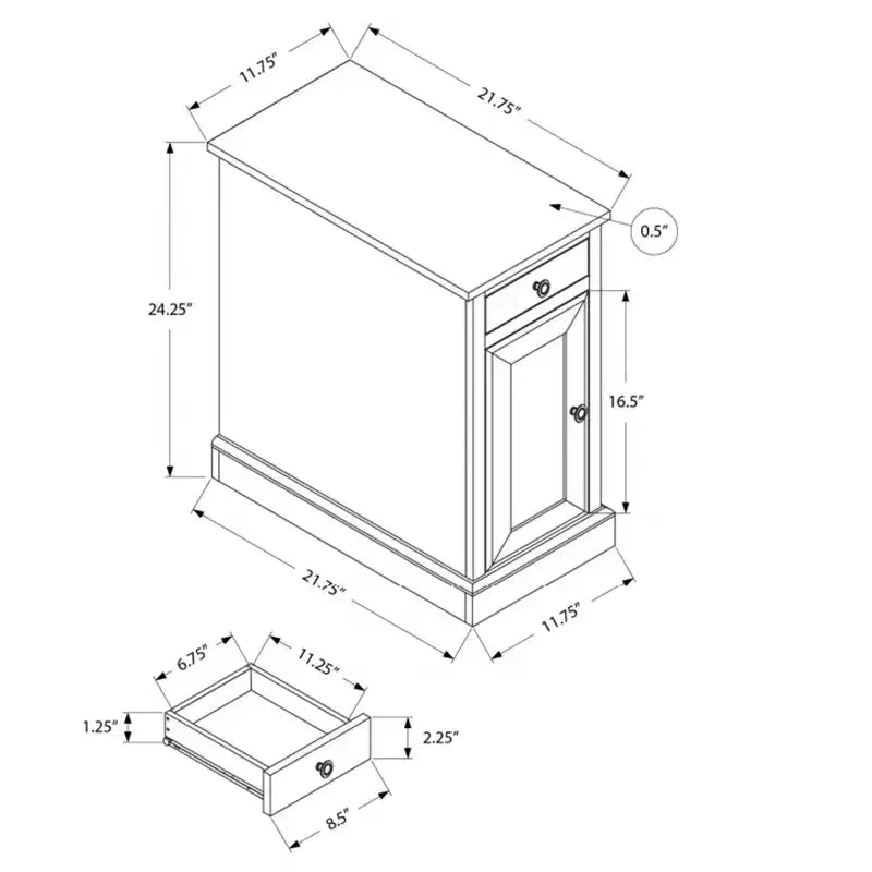 GDFStudio Xena Traditional Nightstand with 1 Drawer, 1 Door and 2 Compartments
