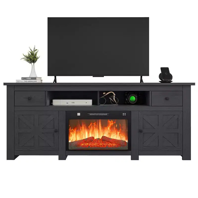 Fireplace TV Stand for TVs up to 80 Inches, Entertainment Center with Storage Drawers & Cabinets for Living Room