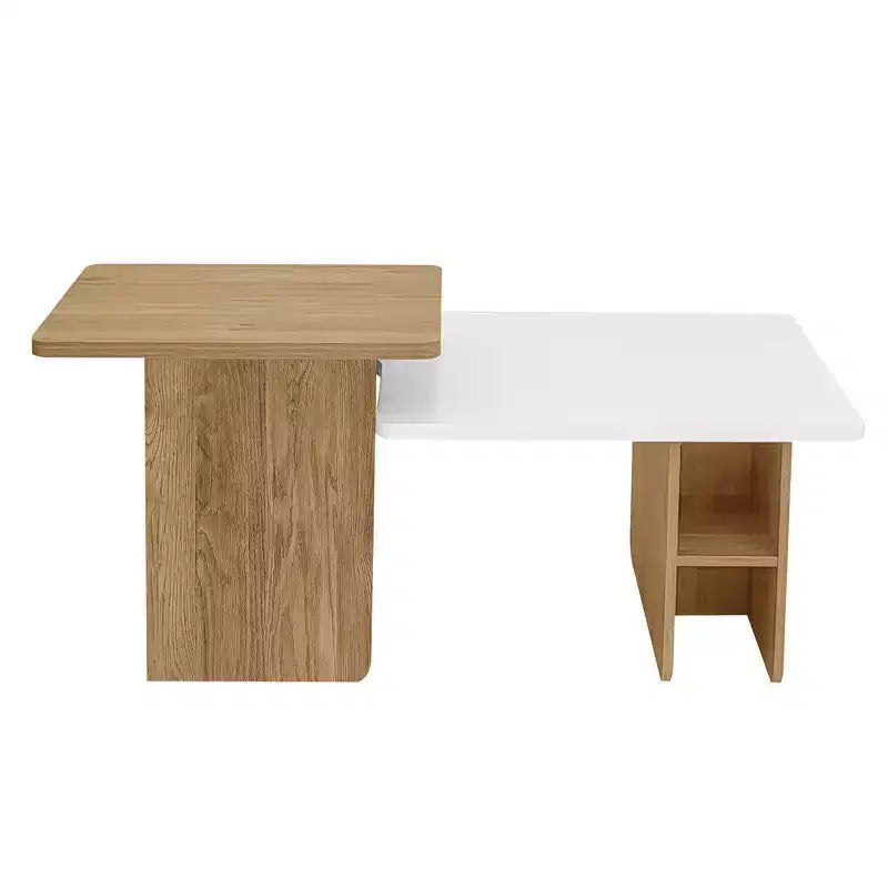 Farmhouse Nesting Coffee Table Set of 2, Rectangle Center Table Set with Storage for Living Room