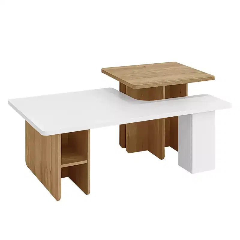 Farmhouse Nesting Coffee Table Set of 2, Rectangle Center Table Set with Storage for Living Room