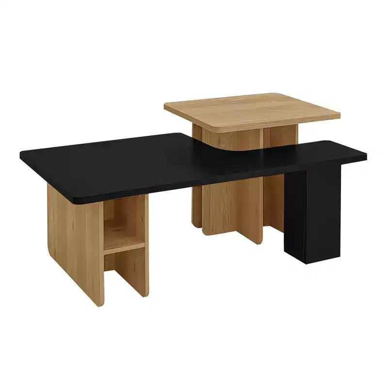Farmhouse Nesting Coffee Table Set of 2, Rectangle Center Table Set with Storage for Living Room