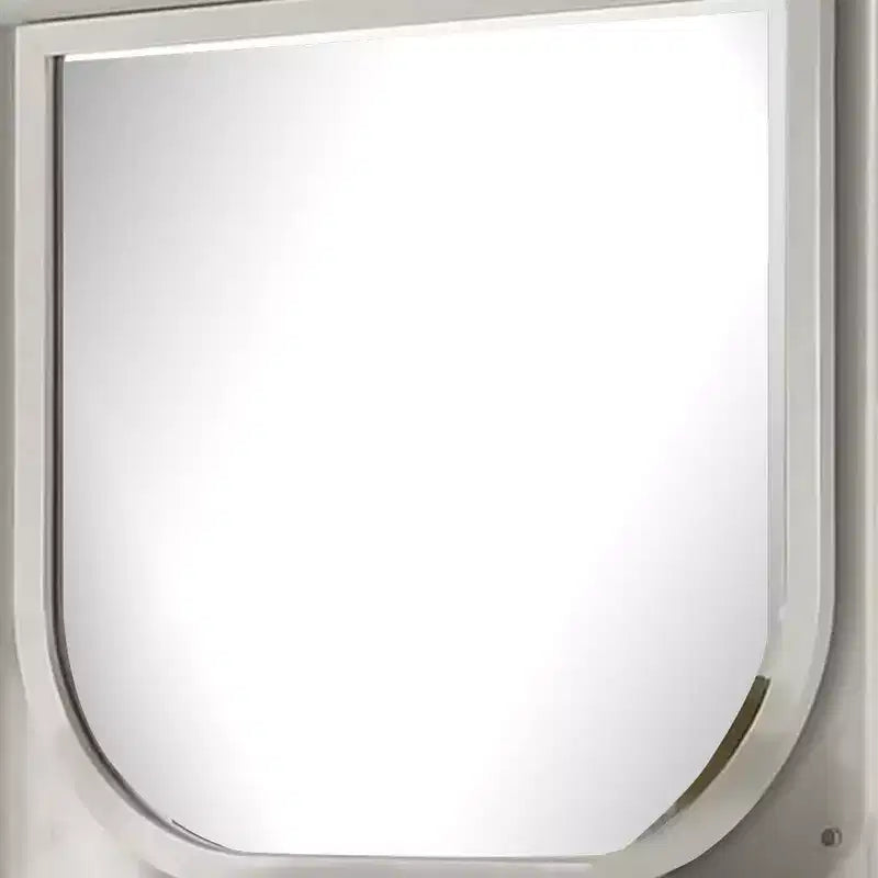 Royal Hampton Dresser Mirror, 38 Inch, White Rubberwood, Embossed Panels w LED