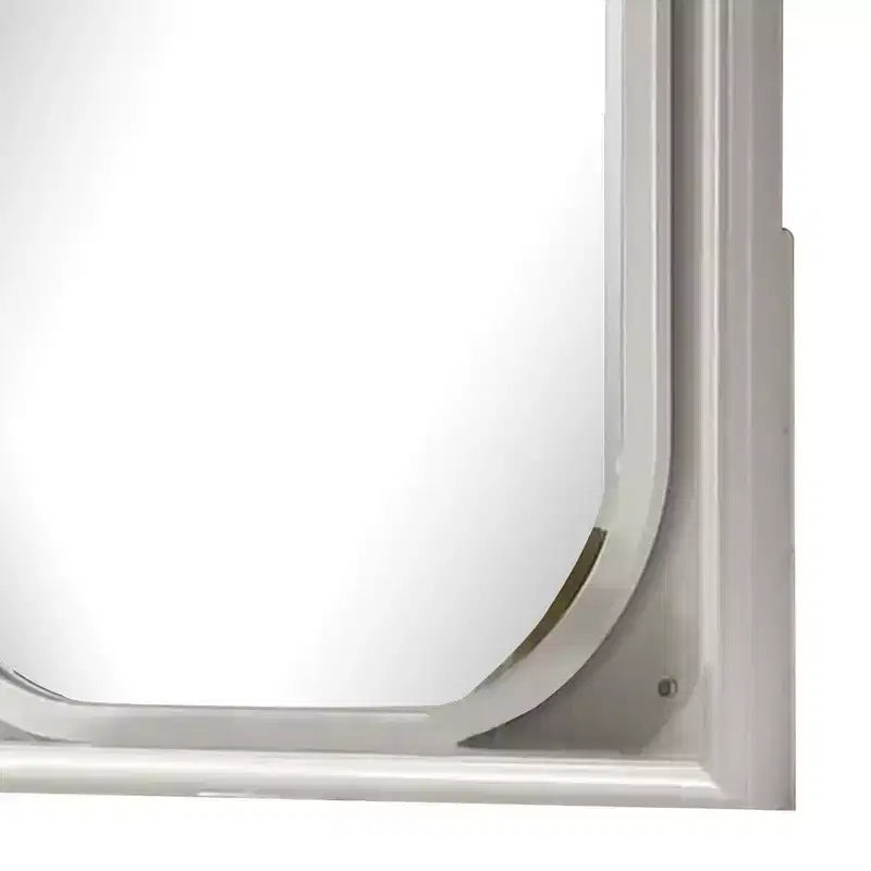 Royal Hampton Dresser Mirror, 38 Inch, White Rubberwood, Embossed Panels w LED