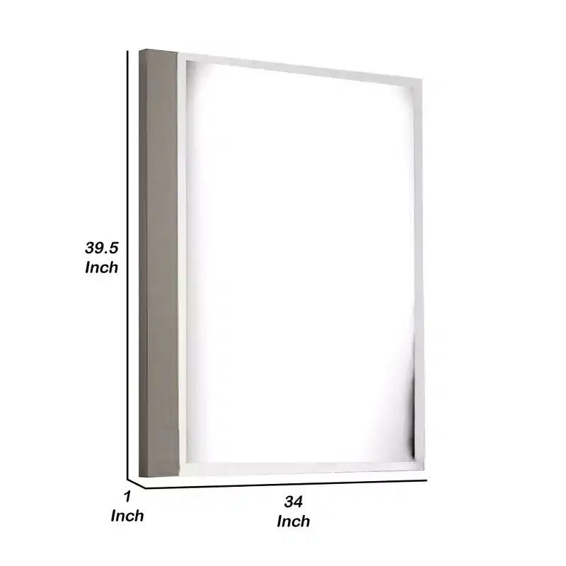 Royal Hampton Dresser Mirror, 40 Inch, Sleek Light Taupe Wood, Frameless Design