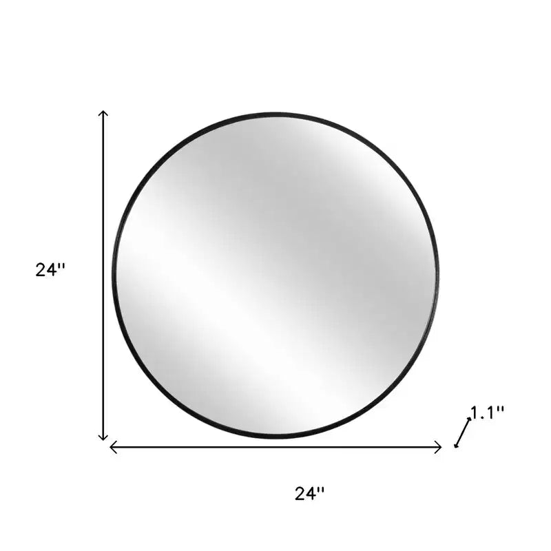 HomeRoots 24 Black Round Framed Accent Mirror