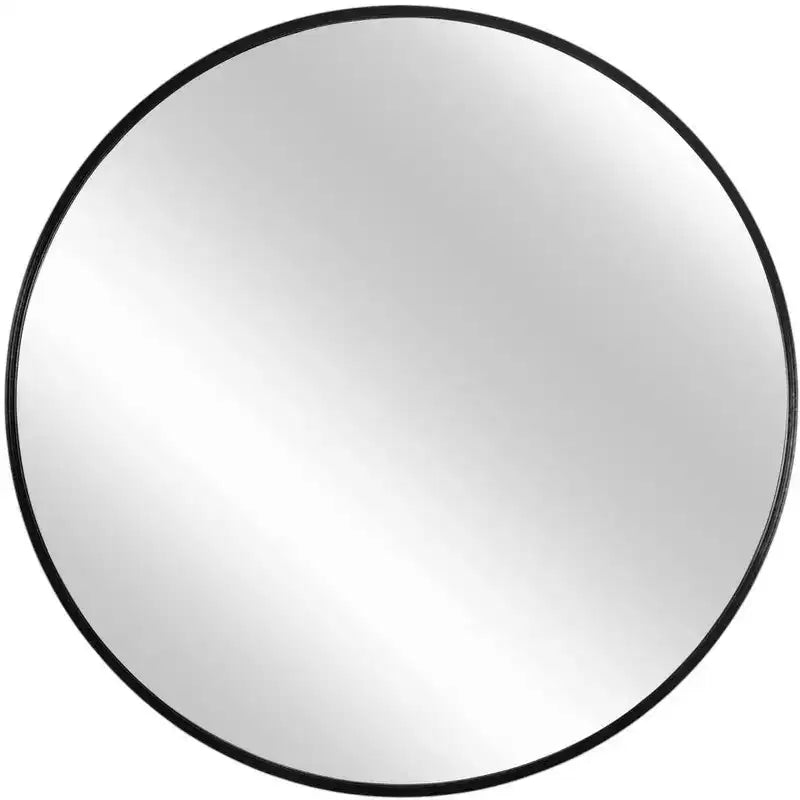 HomeRoots 24 Black Round Framed Accent Mirror