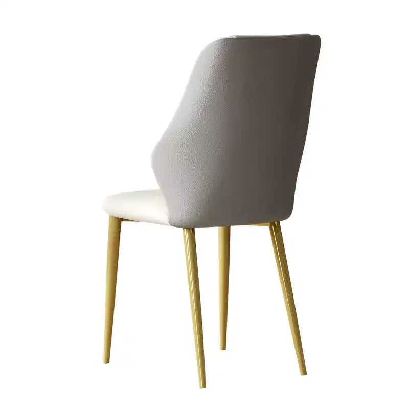 Homy Casa Set of 2 PU Leather Dining Chairs, Ergonomic Chairs with Gold Metal Legs, Beige