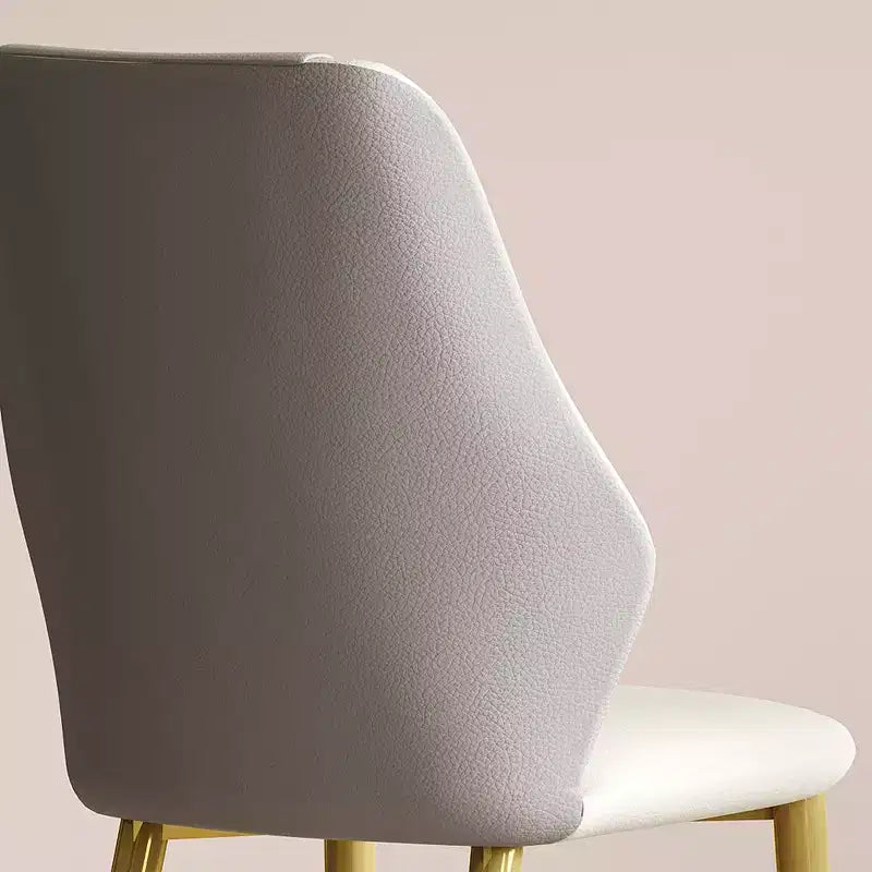 Homy Casa Set of 2 PU Leather Dining Chairs, Ergonomic Chairs with Gold Metal Legs, Beige
