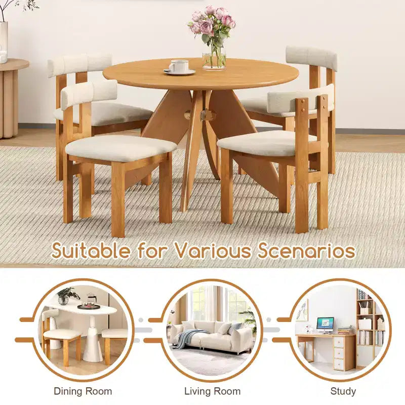 Costway Dining Chair Set of 2 Upholstered Kitchen Chair w/ Padded Seat & Curved Backrest