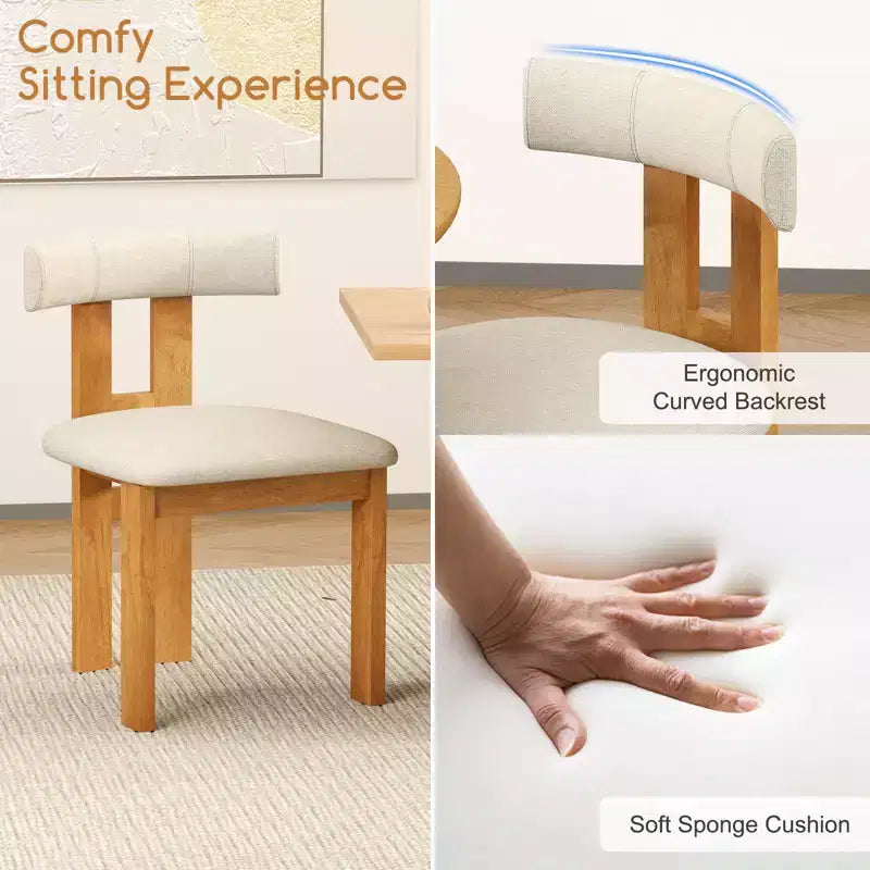 Costway Dining Chair Set of 2 Upholstered Kitchen Chair w/ Padded Seat & Curved Backrest
