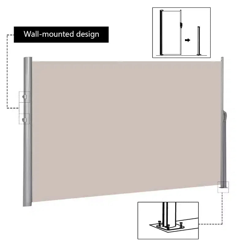 Costway 118.5 x 71 Patio Retractable Folding Side Awning Screen Privacy Divider Beige