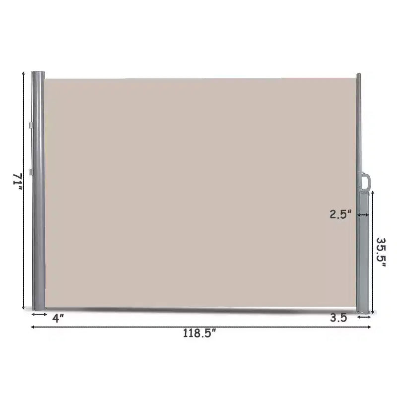 Costway 118.5 x 71 Patio Retractable Folding Side Awning Screen Privacy Divider Beige