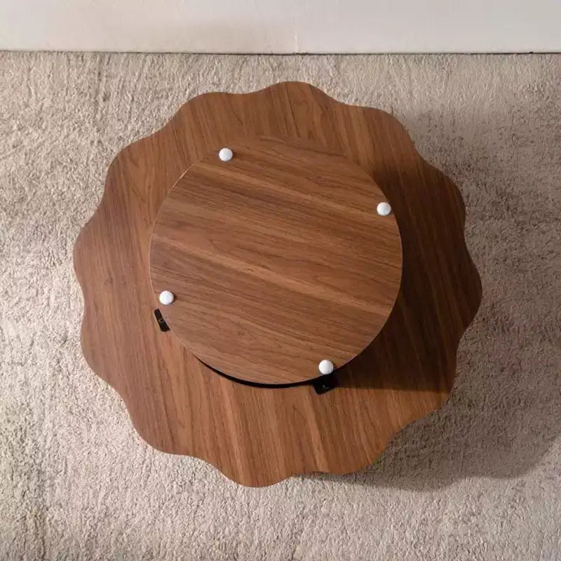 GDFStudio Riven Modern Wooden Irregular Coffee Table with Open Storage