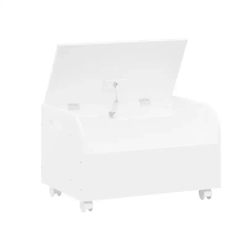 Kids Toy Box Chest Bench With Front Bookshelf Flip-Top Lid Safety Hinge Wooden Toy Storage Organizer