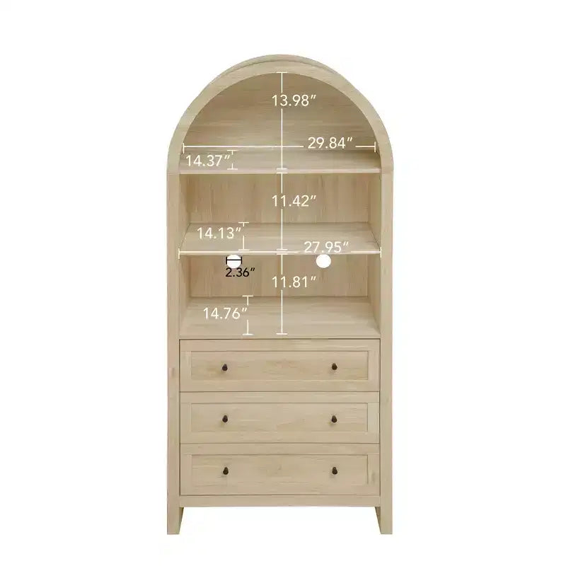 70.2in Tall Arched Storage Display Cabinet, Kitchen Pantry with Adjustable Shelves, Versatile Cupboard for Dining Room Living Room