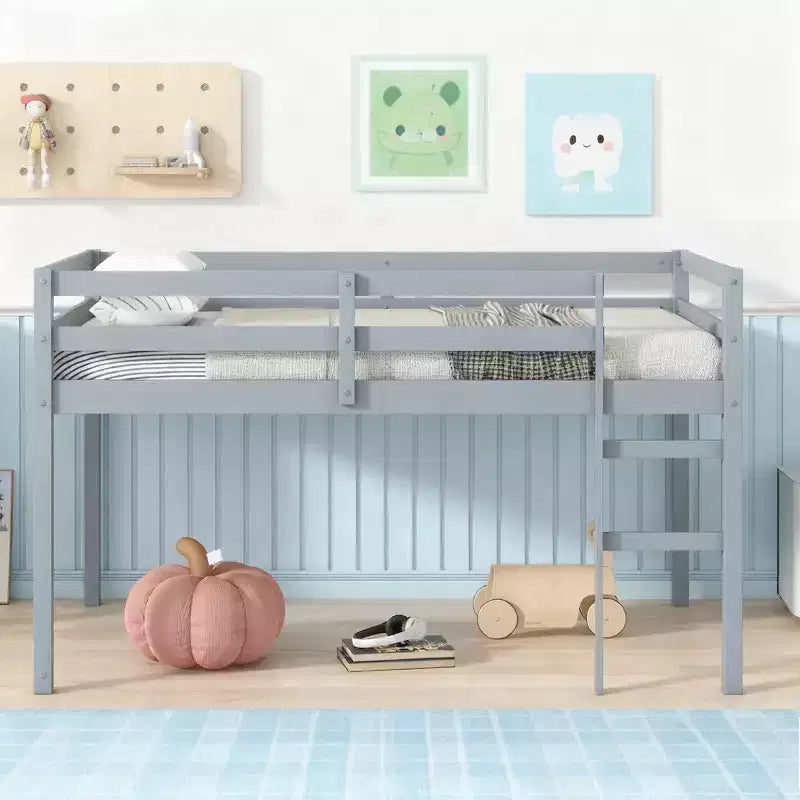 Luxystar Twin Loft Bed with Ladder, Bed Platform of Strengthened Slats for Kidsa?Room and Guest Room