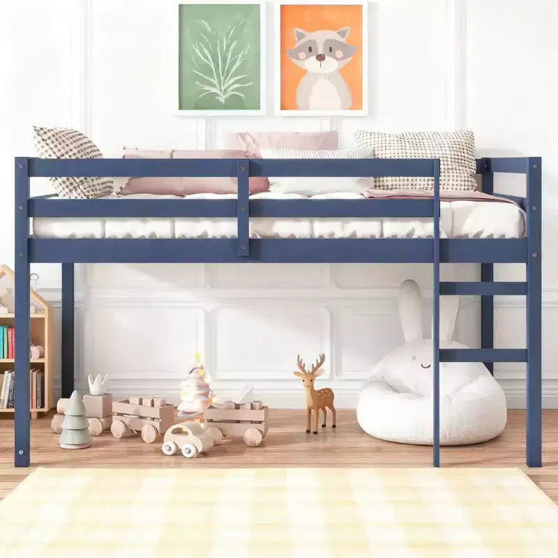 Luxystar Twin Loft Bed with Ladder, Bed Platform of Strengthened Slats for Kidsa?Room and Guest Room