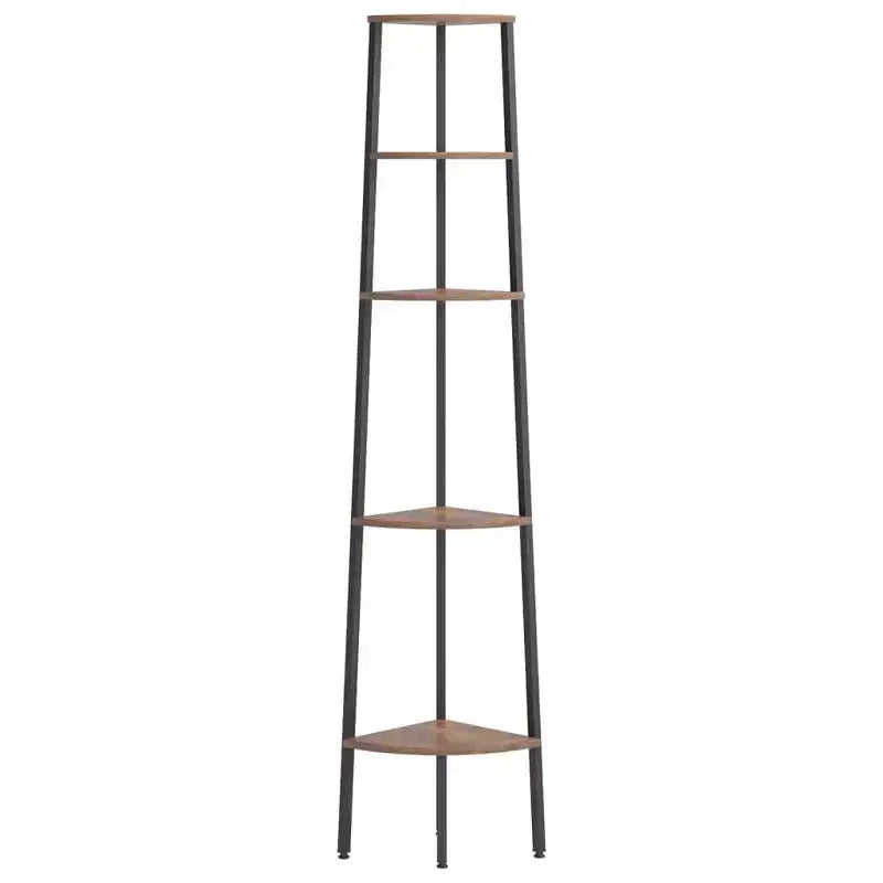 vidaXL Corner Shelf Dark Brown and Black Engineered wood and steel Large