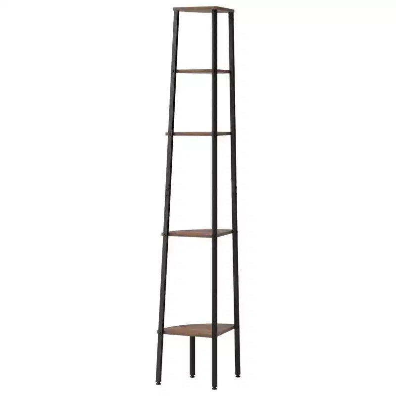 vidaXL Corner Shelf Dark Brown and Black Engineered wood and steel Large