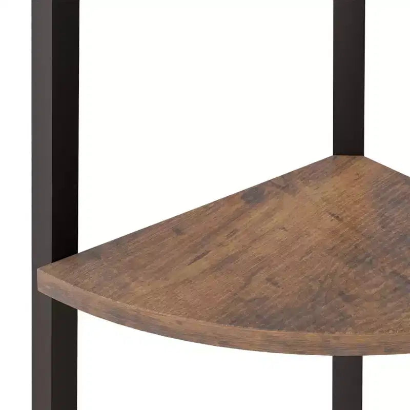 vidaXL Corner Shelf Dark Brown and Black Engineered wood and steel Large