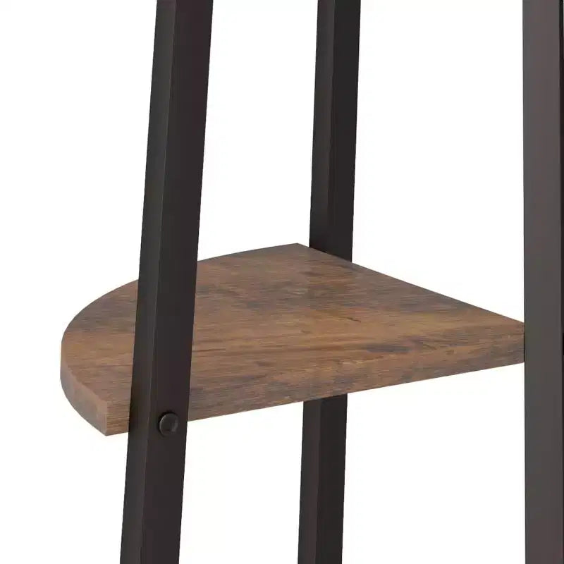vidaXL Corner Shelf Dark Brown and Black Engineered wood and steel Large