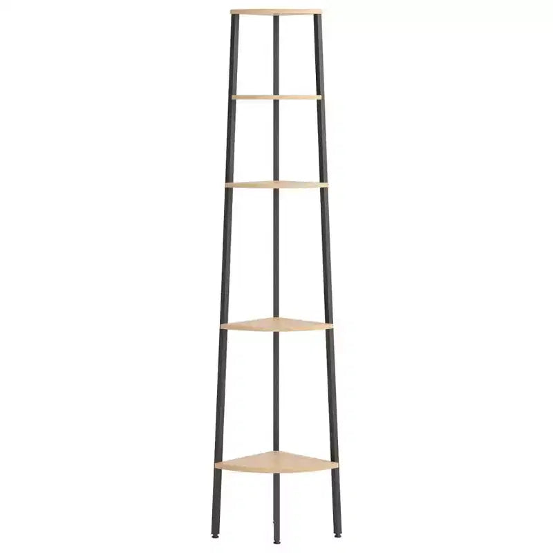 vidaXL Corner Shelf Dark Brown and Black Engineered wood and steel Large