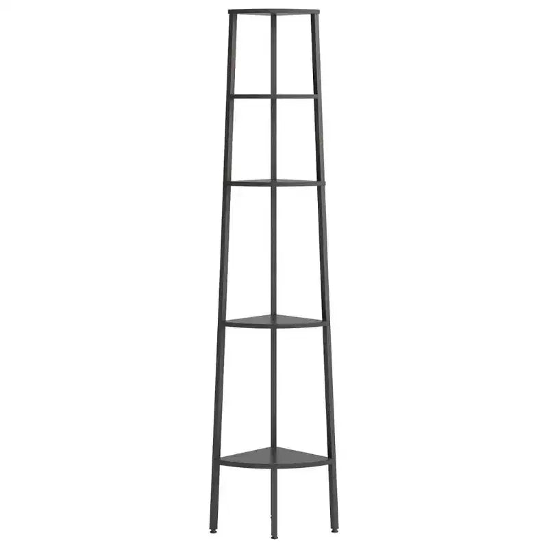 vidaXL Corner Shelf Dark Brown and Black Engineered wood and steel Large