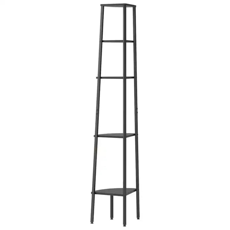 vidaXL Corner Shelf Dark Brown and Black Engineered wood and steel Large