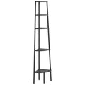 vidaXL Corner Shelf Dark Brown and Black Engineered wood and steel Large