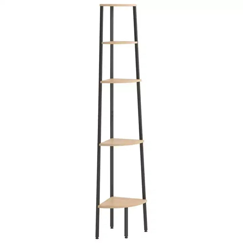 vidaXL Corner Shelf Dark Brown and Black Engineered wood and steel Large
