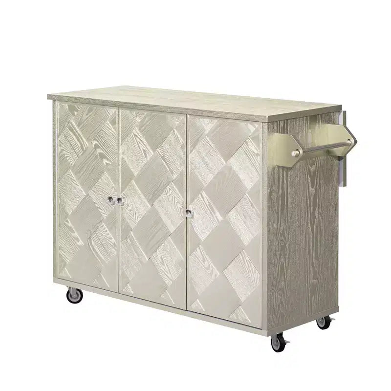 Solid Wood Handwoven Kitchen Island with Drop Leaf, Coastal Kitchen Island on Wheels with Storage Rack, Rolling Kitchen Cart with Ash Veneer