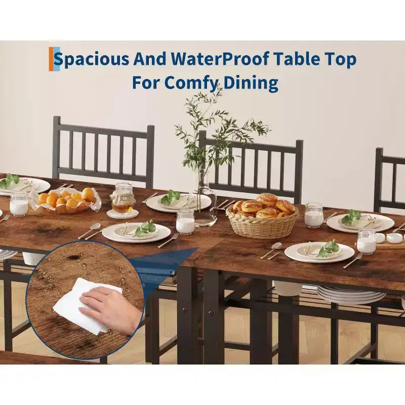 4 Piece Kitchen Table Set for Small SpaceModern Dining Table Set2 Chairs,1 Bench,1 Table,47 Rectangular Dining Room Set with Storage Bench