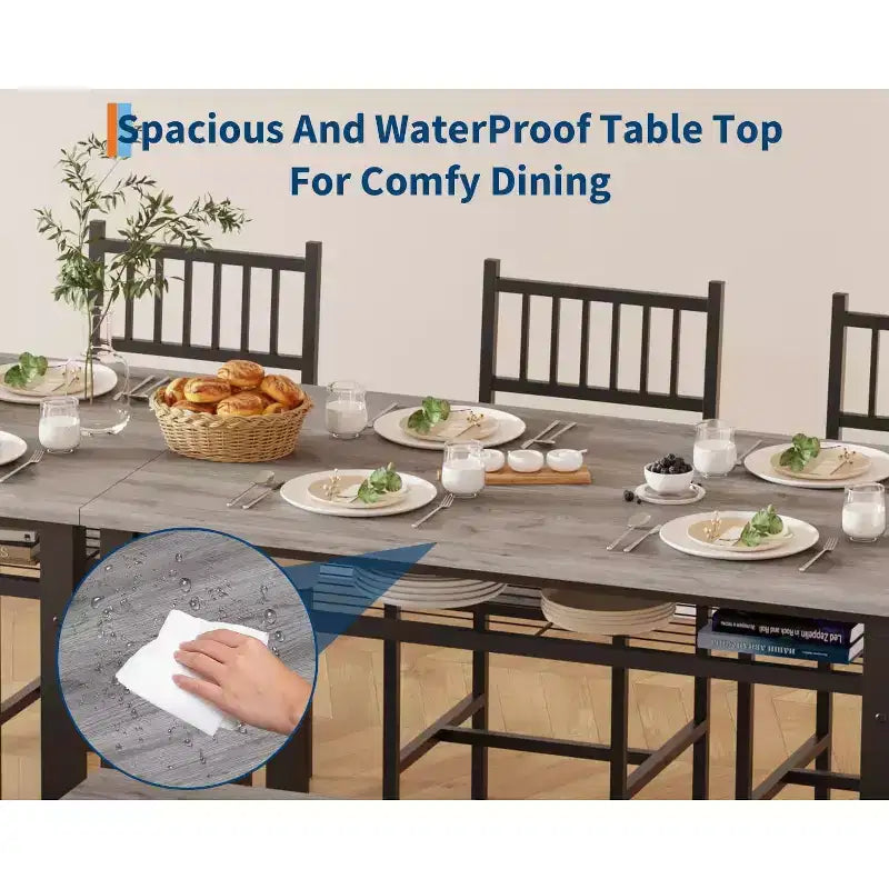 4 Piece Kitchen Table Set for Small SpaceModern Dining Table Set2 Chairs,1 Bench,1 Table,47 Rectangular Dining Room Set with Storage Bench